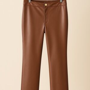 NWT Y2K Faux leather high rise bell bottoms rich chocolate brown boho size M